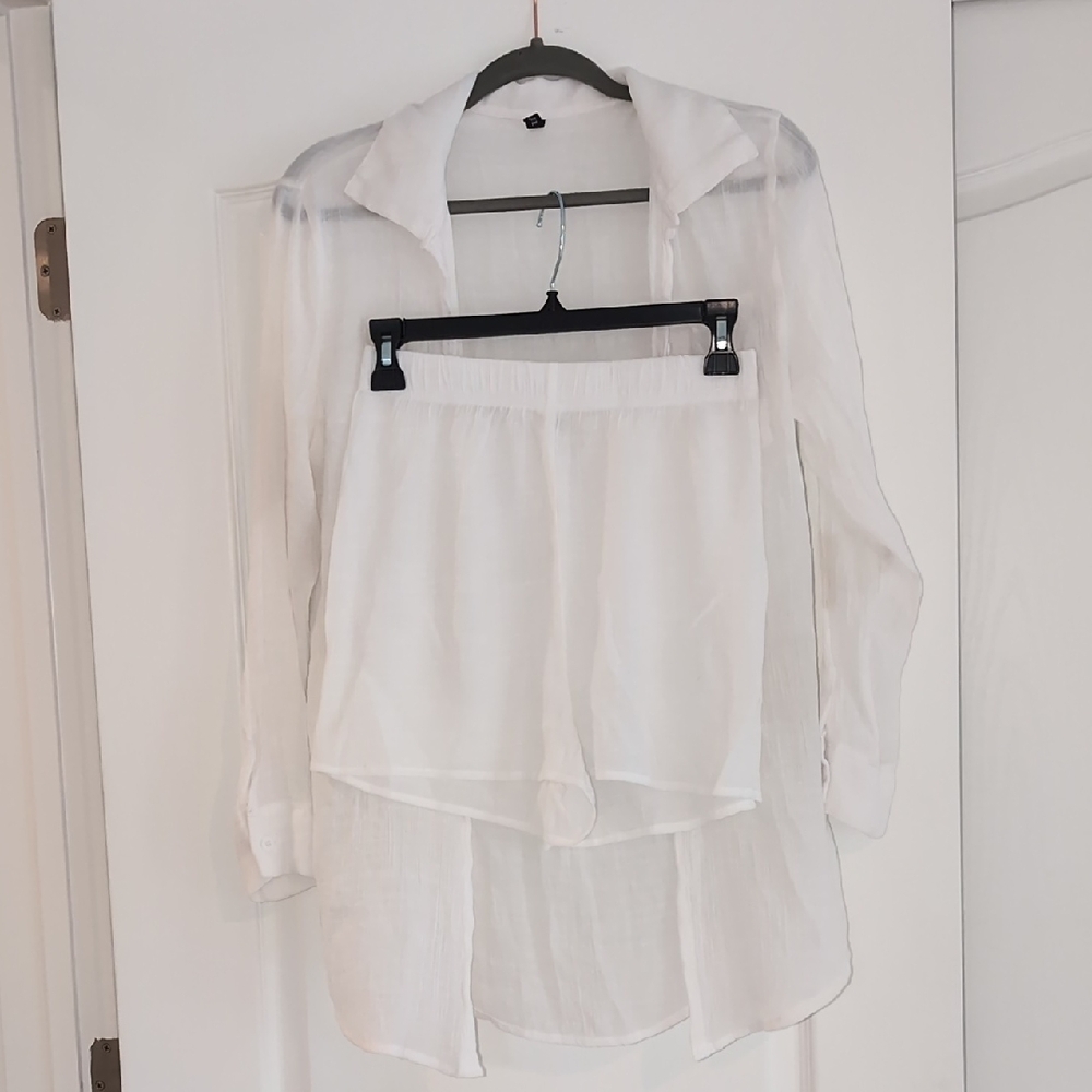 Zaful White Relaxed Notched Collar Button Down